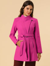 Load image into Gallery viewer, Women&#39;s Classic Stand Collar Long Sleeve Winter Belted Long Coat