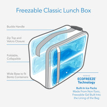 Load image into Gallery viewer, PackIt Freezable Classic Lunch Box, Black, Built with EcoFreeze® Technology, Collapsible, Reusable, Zip Closure With Zip Front Pocket and Buckle Handle, Designed for Fresh Lunches