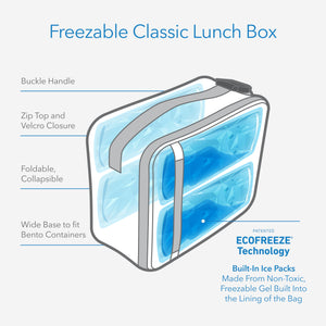 PackIt Freezable Classic Lunch Box, Black, Built with EcoFreeze® Technology, Collapsible, Reusable, Zip Closure With Zip Front Pocket and Buckle Handle, Designed for Fresh Lunches