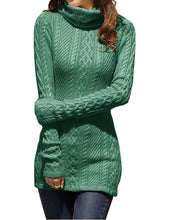 Load image into Gallery viewer, Women Polo Neck Long Slim Fitted Dress Bodycon Turtleneck Cable Knit Sweater