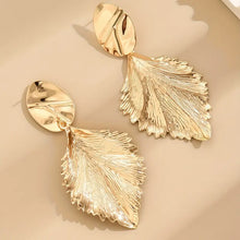 Load image into Gallery viewer, Golden Leaf Design Dangle Earrings Retro Elegant Style Zinc Alloy Jewelry Delicate Gift For Women