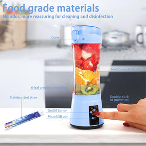 13.5oz Portable Blender Smoothies Personal Blender Mini Shakes Juicer Cup for home，office，Outdoors.Multi-purpose USB Rechargeable Blender with Protection Design bm1-b1