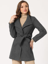 Load image into Gallery viewer, Women&#39;s Classic Stand Collar Long Sleeve Winter Belted Long Coat