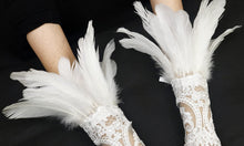 Load image into Gallery viewer, HOMELEX Women Black Lace Feather Gloves Witch Angel Costume Accessories Swan Wings Wrist Bands