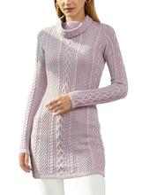 Load image into Gallery viewer, Women Polo Neck Long Slim Fitted Dress Bodycon Turtleneck Cable Knit Sweater