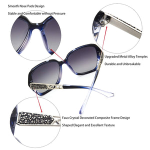 LECKIRUT Oversized Sunglasses for Women Polarized UV Protection Classic Fashion Ladies Shades Black Frame Gray Lens