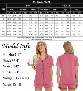 SWOMOG Womens Button Down Pajamas Set Short Sleeve Sleepwear Bride Soft Pj Lounge Sets XS-3XL