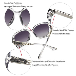 LECKIRUT Oversized Sunglasses for Women Polarized UV Protection Classic Fashion Ladies Shades Black Frame Gray Lens