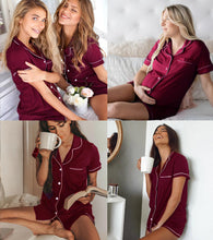 Load image into Gallery viewer, SWOMOG Womens Button Down Pajamas Set Short Sleeve Sleepwear Bride Soft Pj Lounge Sets XS-3XL