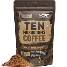 Load image into Gallery viewer, Mushroom Coffee Organic (60 Servings) 10 Mushrooms (Lion’s Mane, Cordyceps, Turkey Tail &amp; Other) Mixed With Gourmet Arabica Instant Immune Boosting Coffee for Focus &amp; Gut Health Support