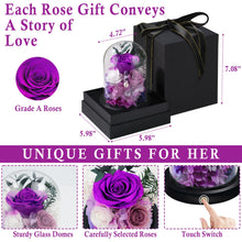 Load image into Gallery viewer, Valentine&#39;s Day Gifts for Her, Preserved Real Flowers Eternal Rose in Glass Dome, Forever Flowers for Delivery