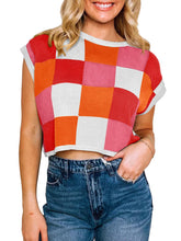 Load image into Gallery viewer, Womens Cap Sleeve Crop Tops Crew Neck Knit Trendy Casual Sweater