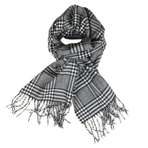 Herringbone Houndstooth Checked Pattern Cashmere Feel Classic Soft Luxurious Unisex Winter Scarf