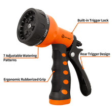 Load image into Gallery viewer, AUTOMAN-Garden-Hose-Nozzle,ABS Water Spray Nozzle with Heavy Duty 7 Adjustable Watering Patterns,Slip Resistant for Plants,Lawn,Washing Cars,Cleaning,Showering Pets &amp; Outdoor Fun.