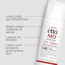 Load image into Gallery viewer, EltaMD UV Clear Face Sunscreen, Protects and Calms Sensitive Skin and Acne-Prone Skin, Lightweight, Silky, Dermatologist Recommended