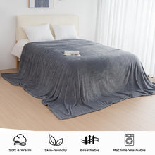 Load image into Gallery viewer, HOMFINE Oversized King Fleece Blanket 120x120 Inches - Ultra Soft Cozy Warm Giant Huge 10&#39;x10&#39; Blanket for Bed, Sofa, Couch, Travel, Camping, Extra Large 350 GSM Flannel Big Throw Blanket, Light Grey