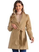 Load image into Gallery viewer, Women&#39;s Classic Stand Collar Long Sleeve Winter Belted Long Coat