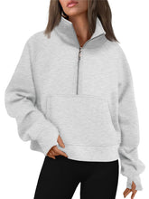 Load image into Gallery viewer, AUTOMET Womens Sweatshirts Half Zip Cropped Pullover Fleece Quarter Zipper Hoodies Fall outfits Clothes Thumb Hole