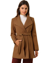 Load image into Gallery viewer, Women&#39;s Classic Stand Collar Long Sleeve Winter Belted Long Coat