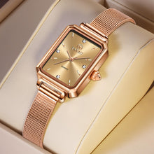 Load image into Gallery viewer, Women&#39;s Casual Watch, Rose Gold Tone Mesh Bracelet Stainless Steel Square Dress Watches for Women, Fashion Business Analog Quartz Ladies Small Wrist Watch