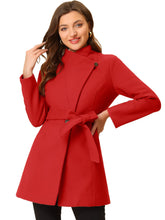 Load image into Gallery viewer, Women&#39;s Classic Stand Collar Long Sleeve Winter Belted Long Coat