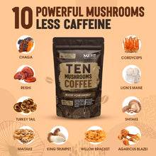 Load image into Gallery viewer, Mushroom Coffee Organic (60 Servings) 10 Mushrooms (Lion’s Mane, Cordyceps, Turkey Tail &amp; Other) Mixed With Gourmet Arabica Instant Immune Boosting Coffee for Focus &amp; Gut Health Support