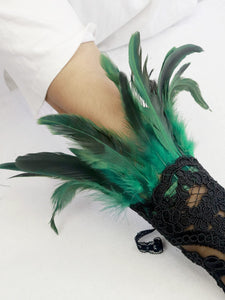 HOMELEX Women Black Lace Feather Gloves Witch Angel Costume Accessories Swan Wings Wrist Bands