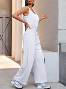 Women's Casual Wide Leg Jumpsuits Summer Sleeveless Loose Fit Jumper in 4 Colors