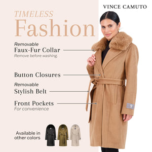 Vince Camuto Double-Breasted Wool Blend Womens Jacket, Winter Coats for Women