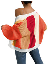 Load image into Gallery viewer, Women&#39;s Color Block Open Front Long Sleeve Ribbed Knit Cropped Cardigan Sweaters