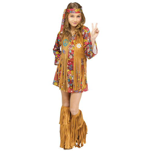 Embrace the groovy spirit of Halloween with our Peace, Love, and Hippie costume! Fun World Girls Costume