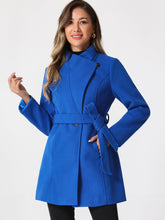 Load image into Gallery viewer, Women&#39;s Classic Stand Collar Long Sleeve Winter Belted Long Coat