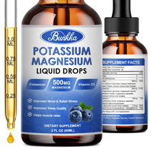 Load image into Gallery viewer, Potassium Magnesium Liquid Drops Supplement with Potassium 99mg, Magnesium 500mg,Calcium, Vitamin D3, Zinc, for Leg Cramps, Energy, Metabolism, for Adult and Kid,Sugar Free