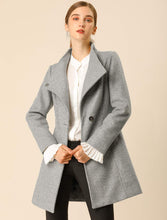 Load image into Gallery viewer, Women&#39;s Classic Stand Collar Long Sleeve Winter Belted Long Coat