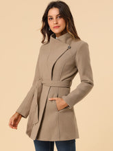 Load image into Gallery viewer, Women&#39;s Classic Stand Collar Long Sleeve Winter Belted Long Coat