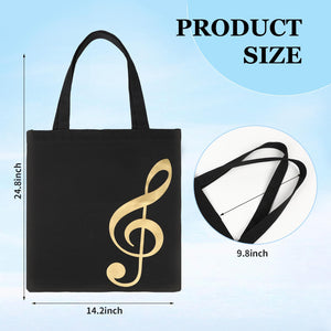 Music Notes Tote Bag,Canvas Music Handbag,Music Bag for Class,Reusable Shopping Bags,Music Gifts for Women