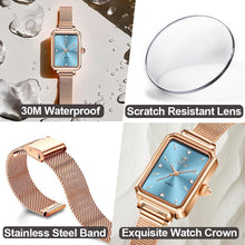 Load image into Gallery viewer, Women&#39;s Casual Watch, Rose Gold Tone Mesh Bracelet Stainless Steel Square Dress Watches for Women, Fashion Business Analog Quartz Ladies Small Wrist Watch