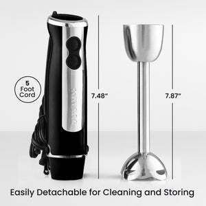 Zulay Kitchen Milk Frother Wand Drink Mixer - Durable Handheld Milk Frother Electric Whisk - Easy-Clean Milk Frother Wand & Mini Blender - Electric Coffee Frother for Frappe, Matcha - Jet Black