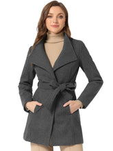 Load image into Gallery viewer, Women&#39;s Classic Stand Collar Long Sleeve Winter Belted Long Coat