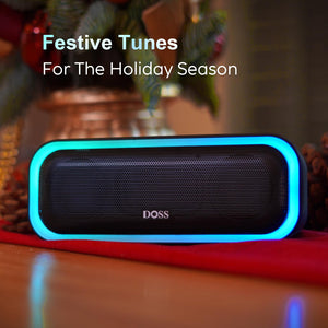 DOSS Bluetooth Speaker, SoundBox Pro Wireless Speaker with 20W Stereo Sound, Active Extra Bass, Bluetooth5.0, IPX6 Waterproof, Wireless Stereo Pairing, Multi-Colors Lights, 20Hrs Playtime