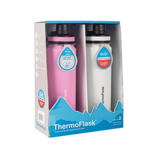 ThermoFlask 14/16/24/40 oz Double Wall Vacuum Insulated Stainless Steel 2-Pack of Water Bottles