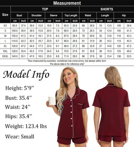 SWOMOG Womens Button Down Pajamas Set Short Sleeve Sleepwear Bride Soft Pj Lounge Sets XS-3XL