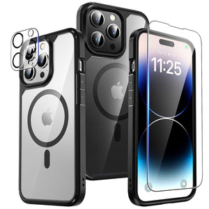 TAURI 5 in 1 for iPhone 16 Pro Max Case, Compatible with MagSafe [Not-Yellowing] with 2X Screen Protector + 2X Camera Lens Protector, Military-Grade Protection, Magnetic Case for 16 ProMax 6.9", Clear