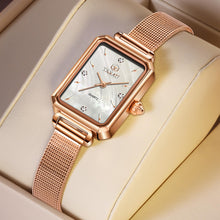 Load image into Gallery viewer, Women&#39;s Casual Watch, Rose Gold Tone Mesh Bracelet Stainless Steel Square Dress Watches for Women, Fashion Business Analog Quartz Ladies Small Wrist Watch