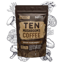 Load image into Gallery viewer, Mushroom Coffee Organic (60 Servings) 10 Mushrooms (Lion’s Mane, Cordyceps, Turkey Tail &amp; Other) Mixed With Gourmet Arabica Instant Immune Boosting Coffee for Focus &amp; Gut Health Support