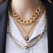 Load image into Gallery viewer, Punk Chain Chunky Necklaces for women Multilayer Collar Necklace Gold in 9 Different Styles