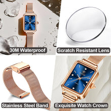 Load image into Gallery viewer, Women&#39;s Casual Watch, Rose Gold Tone Mesh Bracelet Stainless Steel Square Dress Watches for Women, Fashion Business Analog Quartz Ladies Small Wrist Watch