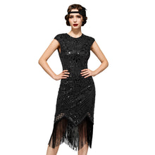 Load image into Gallery viewer, SWEETV Women&#39;s Flapper Dresses 1920s Great Gatsby Dresses Sequin Fringed Roaring 20s Cocktail Dress