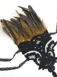 HOMELEX Women Black Lace Feather Gloves Witch Angel Costume Accessories Swan Wings Wrist Bands