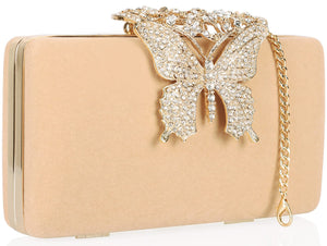 Dexmay Rhinestone Clutch Bag with Crystal Butterfly Clasp Women Evening Handbag Formal Party Purse